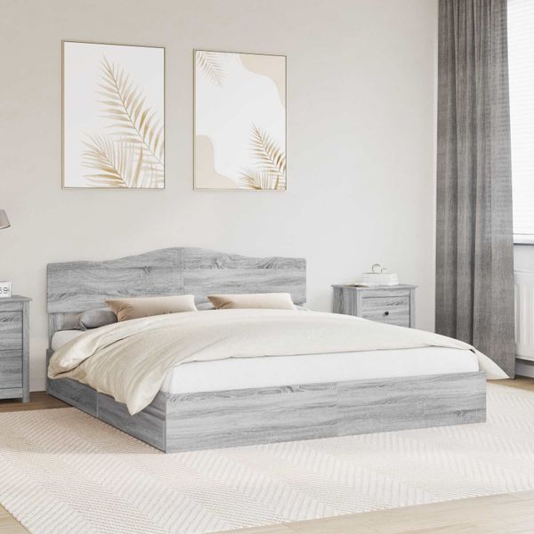 vidaXL Úložná posteľ Sivý Sonoma 180 x 200 cm Kompozitné drevo
