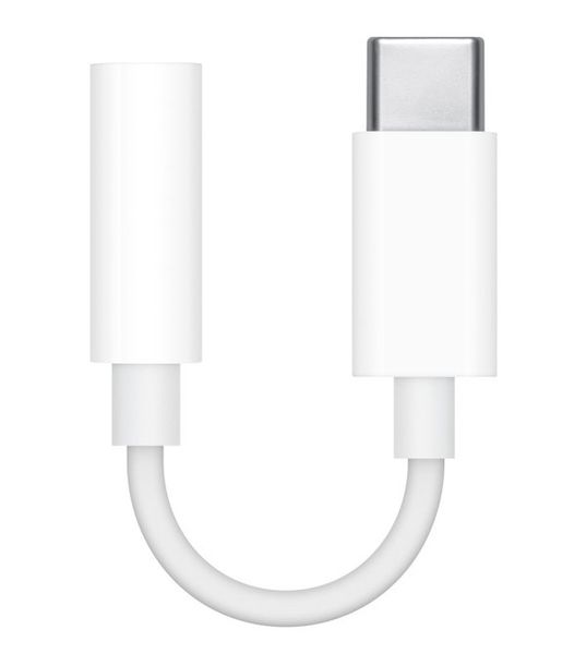 USB-C na 3,5 mm Headphone Jack Adapter Redukcia, zástrčka USB typ C - zásuvka 3,5 mm, biela