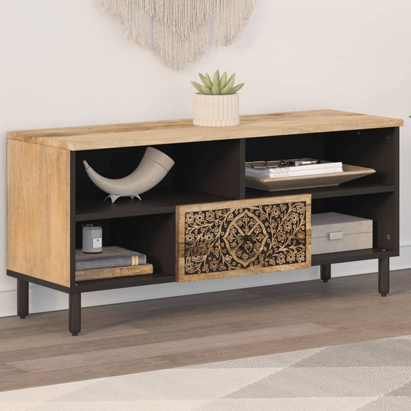 vidaXL TV skrinka 100x33x46 cm, mangový masív