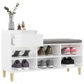 vidaXL Botník lesklý biely 102x36x60 cm spracované drevo