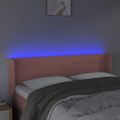 vidaXL Čelo postele s LED ružové 147x16x78/88 cm zamat