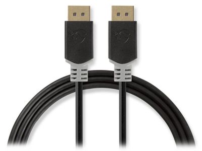 Nedis CCBW37014AT20 - Kábel DisplayPort 1.4 | Zástrčka - Zástrčka | 2 m | Antracit Kábel, propojovací, zástrčka DisplayPort 1.4, 8K, 2m, box, černo-šedý