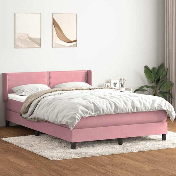 vidaXL Posteľný rám boxsping s matracom ružový 160x220 cm zamat