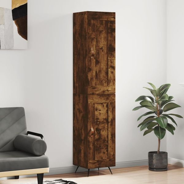 vidaXL Vysoká skrinka dymový dub 34,5x34x180 cm spracované drevo