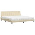 vidaXL Posteľ s matracom Hanko krémová 200x200 cm látka