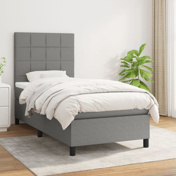 vidaXL Boxspring posteľ s matracom tmavosivá 100x200 cm látka