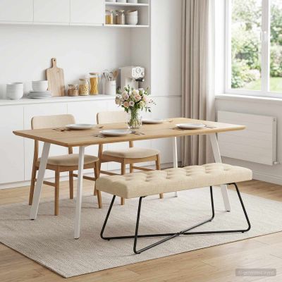vidaXL Lavica s gombíkovým prešívaním Krémová 110 x 40 x 46 cm Látka