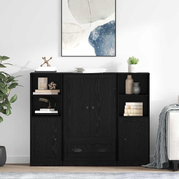 vidaXL Highboard so zásuvkou 3 pcs Čierny dub Kompozitné drevo