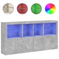 vidaXL Komoda s LED svetlami betónovo-sivá 202x37x100 cm