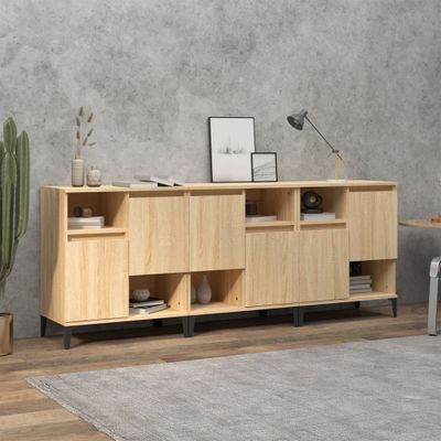 vidaXL Komody 3 ks dub sonoma 60x35x70 cm kompozitné drevo