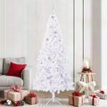 vidaXL Umelý vianočný stromček s 300 LED-i Biela 210 cm PVC a oceľ