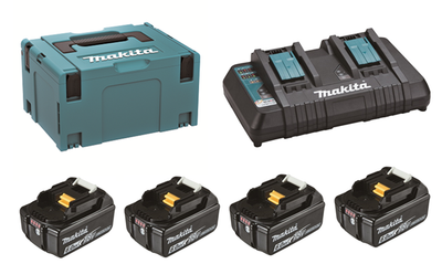 Makita sada Li-ion LXT 18V 4xBL1860B + dvojnabíječka DC18RD + Makpac