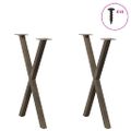vidaXL Nohy k jedálenskému stolu v tvare X, 2 ks, prírodná oceľ, 50 x (72-73) cm, oceľ