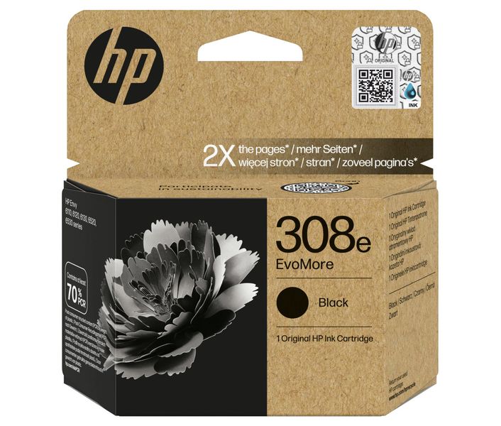 HP 308e ink. náplň EvoMore čierna, 7FP22UE