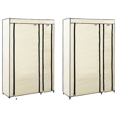 vidaXL Skladacie šatníky 2 ks krémové 110x45x175 cm látkové