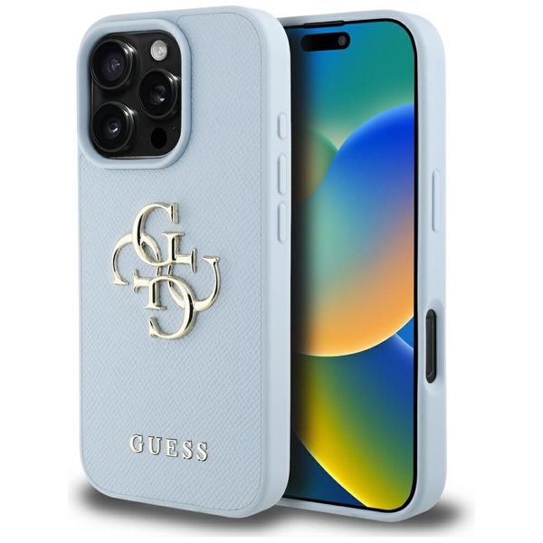 Puzdro Guess Hardcase PU Grained Big 4G and Classic Logo pre iPhone 16 Pro Max 6,9" modré