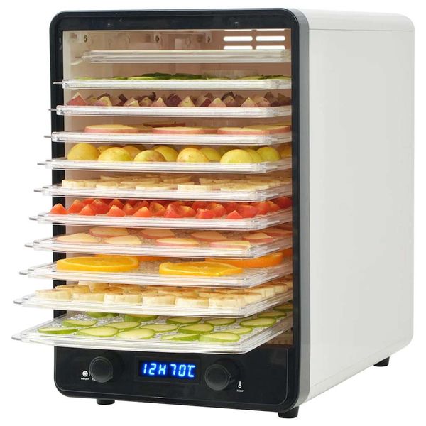 vidaXL Sušička potravín s 10 poschodiami, 550 W, biela