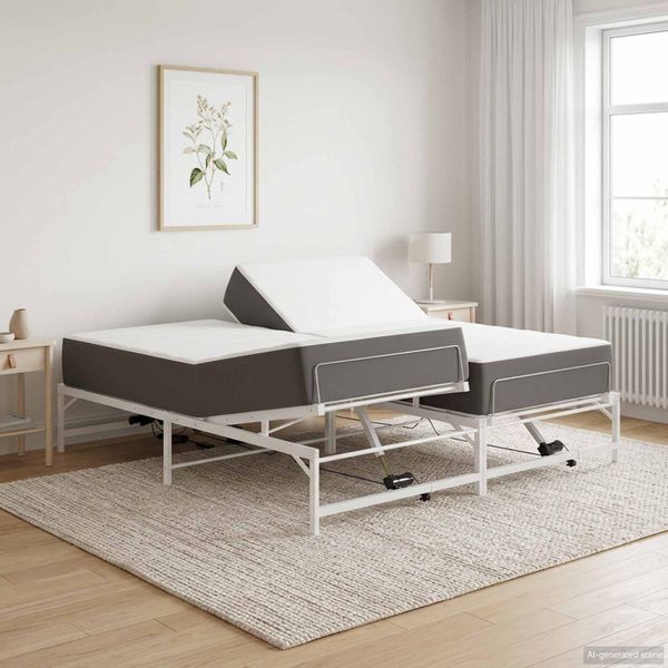vidaXL Elektrický nastaviteľný rám postele Biela 193 x 200 cm Oceľ