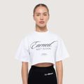 Dámske cropped tričko Earned White - GymBeam, veľkosť L