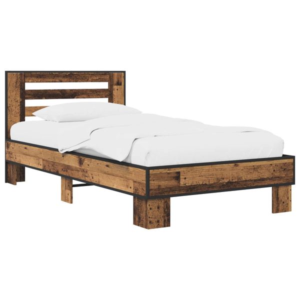 vidaXL Rám postele s čelom Staré drevo 80 x 200 cm Kompozitné drevo