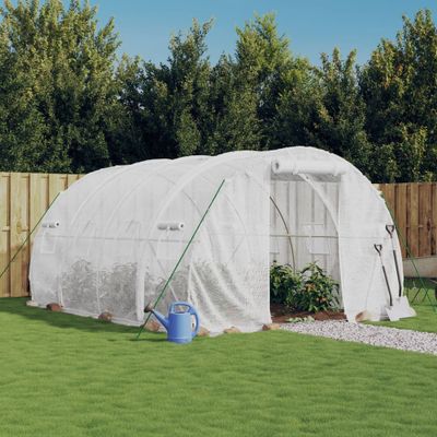 vidaXL Skleník s oceľovým rámom biely 12 m² 4x3x2 m