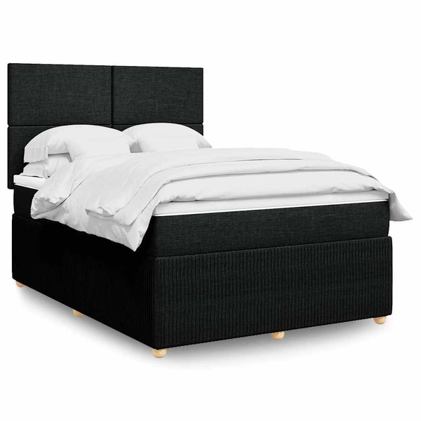vidaXL Posteľný rám boxspring s matracom čierny 140x200 cm látka