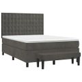 vidaXL Posteľný rám boxspring s matracom tmavosivý 140x190 cm zamat