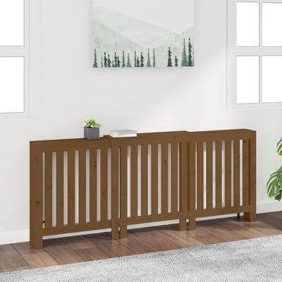 vidaXL Kryt na radiátor medový 210x21x85 cm masívna borovica