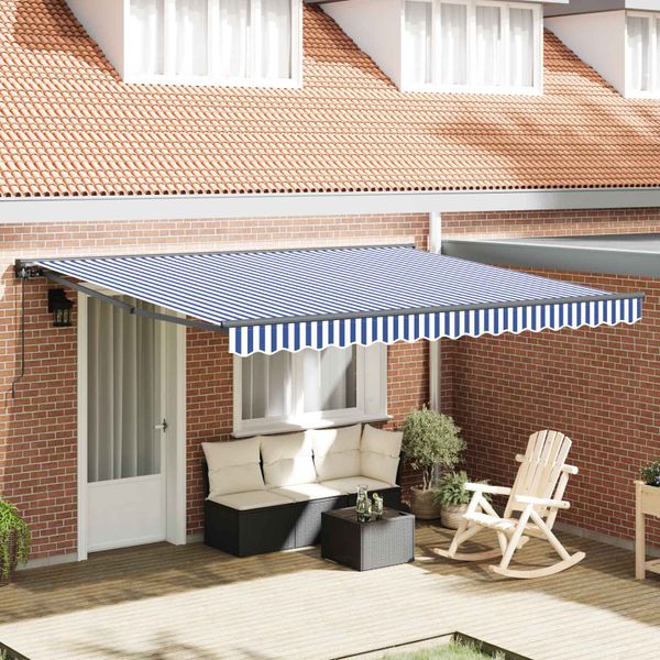 vidaXL Rám markízy Modrá a biela 400 × 300 cm Polyester s PU povrchom