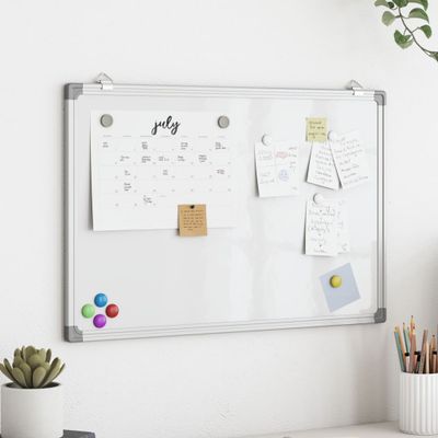 vidaXL Magnetická biela tabuľa 80x60x1,7 cm hliník