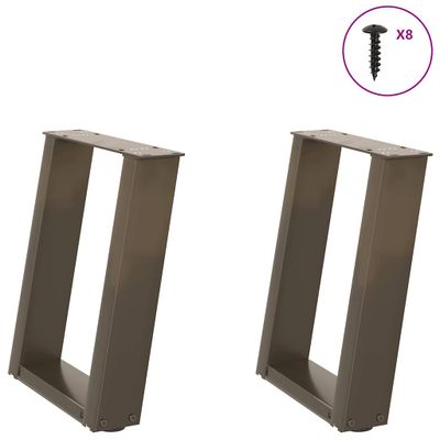 vidaXL Nohy konferenčného stolíka v tvare U, 2 ks, prírodná oceľ, 28 x (42-43) cm, oceľ