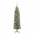 vidaXL Umelý chudý vianočný strom Zelená a biela 120 cm