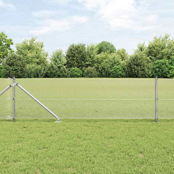 vidaXL Vonkajší zváraný drôtený plot so špicami 25 x 0,8 m Strieborná