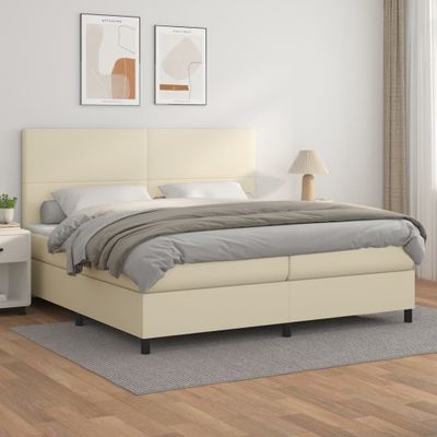 vidaXL Boxspring posteľ s matracom krémová 200x200 cm umelá koža