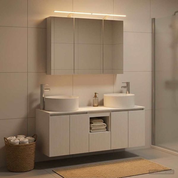 vidaXL Set kabinetov do kúpeľne 4 pcs Biela 100 x 14,5 x 70 cm