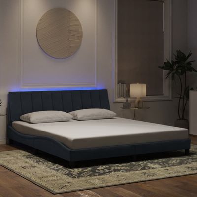 vidaXL Rám postele s LED bez matraca Hankotmavosivý 180x200 cm zamat