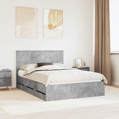 vidaXL Rám postele Betónová šedá 135 x 190 cm Inžinierske drevo