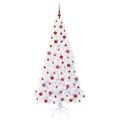 vidaXL Umelý vianočný stromček s 300 LED-i Biela 180 cm PVC a oceľ
