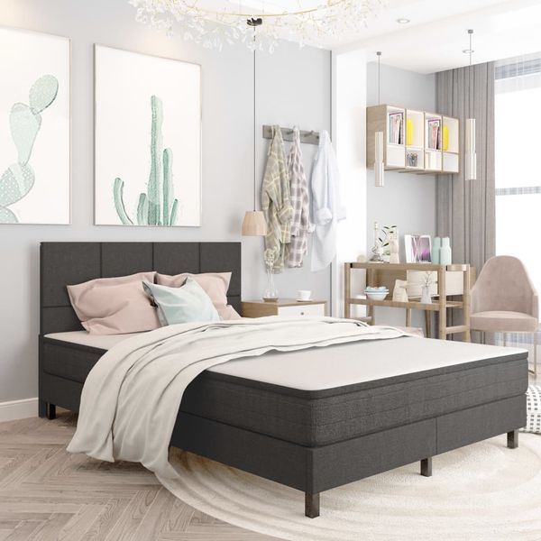 vidaXL Posteľ boxspring tmavošedá látková 140x200 cm