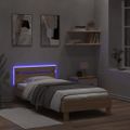 vidaXL Posteľný rám s čelom a LED svetlami dub sonoma 100x200 cm