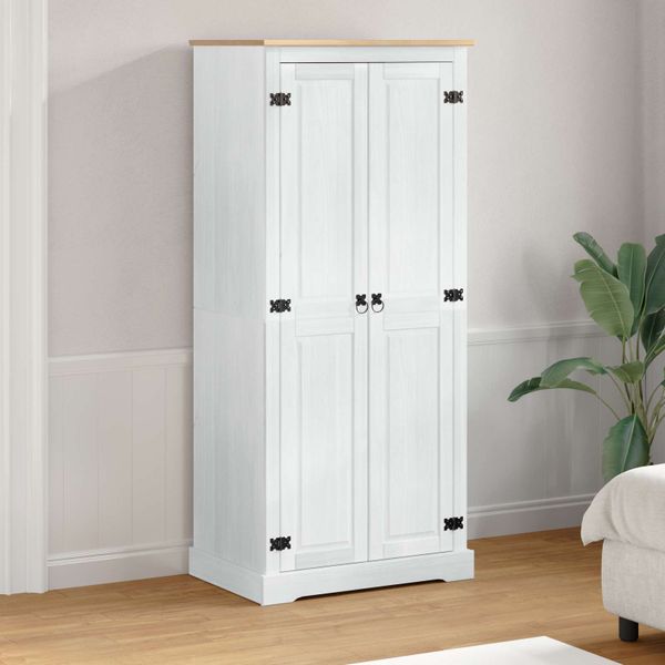 vidaXL Šatníky Biela 76 x 50 x 170 cm Masívne borovicové drevo