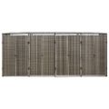 vidaXL Ohrada na štyri odpadkové koše sivá 274x80x117 cm polyratan