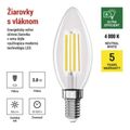 LED žiarovka Filament sviečka A CLASS / E14 / 3,8 W (60 W) / 806 lm / neutrálna biela