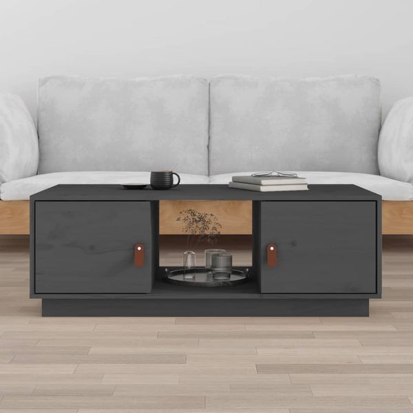 vidaXL Konferenčný stolík sivý 100x50x35 cm borovicový masív