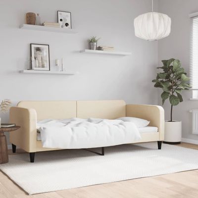 vidaXL Posteľný rám krémový 90x200 cm látka