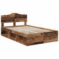 vidaXL Rám postele Staré drevo 135 x 190 cm Masívne borovicové drevo