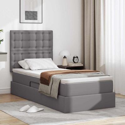 vidaXL Postel s úložným prostorem a LED svetlom Sivá 90 x 190 cm