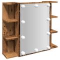 vidaXL Zrkadlová skrinka s LED Old Wood 70x16,5x60 cm