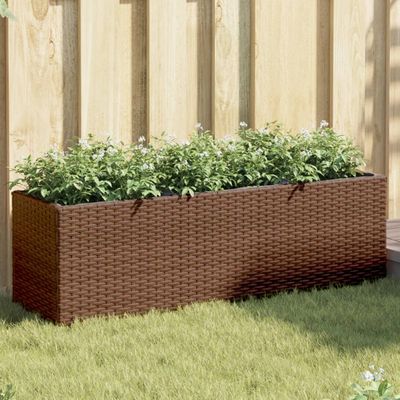 vidaXL Záhradný kvetináč s 2 nádobami hnedý 105x30x32 cm polyratan