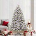 vidaXL Umelý Sklápací Vianočný Stromček 300 LED Zelená a biela 210 cm